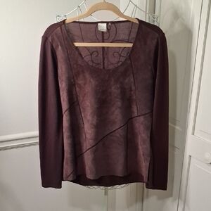 Ecru Rich Brown Long Sleeve Blouse